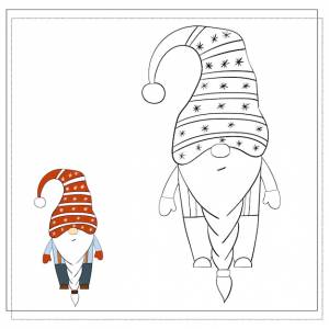 Раскраска для детей мультфильм рождественский гном