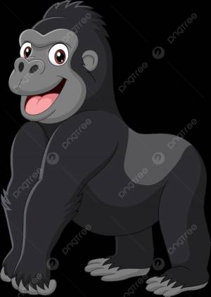мультфильм горилла на белом фоне PNG , черный, обезьянничать, Улыбка PNG картинки и пнг рисунок для й загрузки