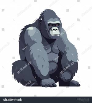 Muscular Gorila Mascot Sitting Icon Isolated