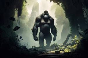 Большая обезьяна-горилла кинг-конг в джунглях генеративный ии