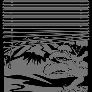 Трафарет За окном гора