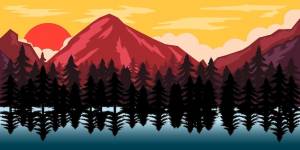 Шаблон плаката с пейзажем диких гор элемент дизайна для баннерной листовки векторная иллюстрация