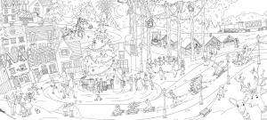 Новогодний город раскраска