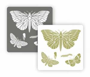Трафарет AM-30 Мотыльки и гусеницы из серии Арт-модули, 15х15 см, Event Design