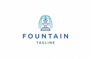 Шаблон дизайна логотипа линии фонтана плоский вектор