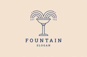 Шаблон логотипа линии фонтана плоский вектор
