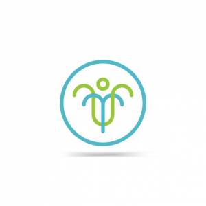 Синий и зеленый абстрактные струи воды логотип фонтана линейный вектор шаблон монограммы фонтана