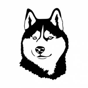 Хаски, изолированные на белом фоне трафарет силуэт собаки