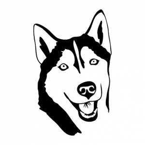 Хаски, изолированные на белом фоне трафарет силуэт собаки