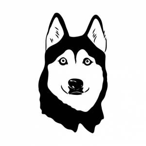 Хаски, изолированные на белом фоне трафарет силуэт собаки