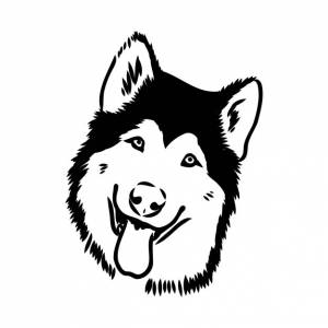 Хаски, изолированные на белом фоне трафарет силуэт собаки