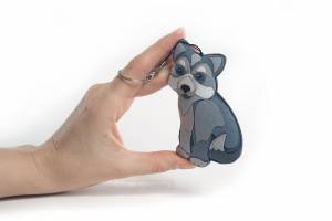 Фетровый брелок собака «Хаски» с аппликацией