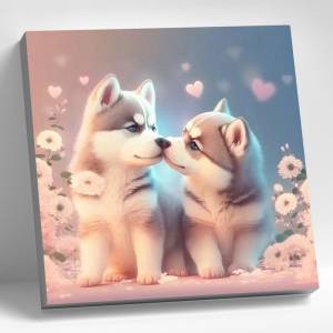 Картина по номерам Щенки хаски KH1203