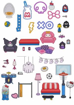 Схемы набора Hello Kitty для бумажного мира Тока Бока