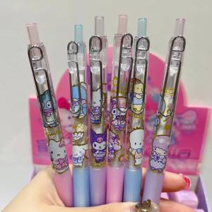 Оптовая продажа Sanrio, гелевая ручка Hello Kitty, ручка с динамическим голым глазом 3D, канцелярские принадлежности для студентов, ограниченный пресс, ручка для подписи
