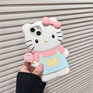 Мягкий сконовый ударопрочный чехол с 3d-рисунком Hello Kitty для Apple Iphone 14, 13, 12, 11 Pro Max, X, Xr, Xs Plus