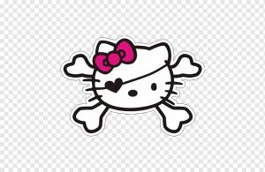 Наклейка с изображением черепа и костей Hello Kitty, привет, Фразы слова, автомобиль, череп и скрещенные кости png