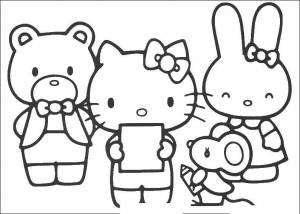 Раскраски Раскраска Hello kitty и её друзья