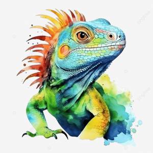 милая акварельная игуана PNG , акварель, игуана, хамелеон PNG рисунок для й загрузки