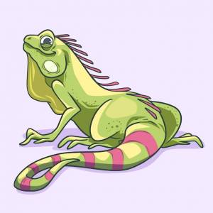 Нарисованная рукой иллюстрация игуаны шаржа