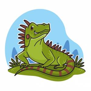 Нарисованная рукой иллюстрация игуаны шаржа