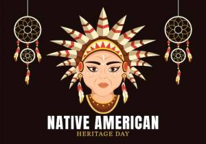 Шаблон дня наследия коренных американцев индейцев ручной рисунок мультфильма плоская иллюстрация