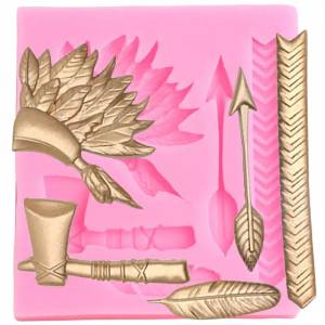 Форма для помадки в виде американских западных индейцев, топор, перо, Сконовые Формы для кексов, топперов, инструменты для украшения тортов, форма для конфет, глины, шоколада