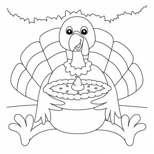 Раскраска индейка с пирогом на день благодарения
