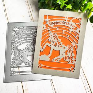 Металлические штампы для резки лошади с днем ​​рождения для DIY, высечки для скрапбукинга, бумажные карты с тиснением, декоративное художественное ремесло