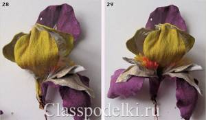 Брошь «Ирис» из кожи