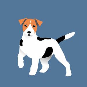 плоская иллюстрация милого очаровательного джек-рассел-терьера для наклеек, открыток