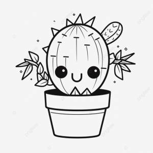 рисунок милый ребенок кактус в горшке каваи раскраски наброски эскиз вектор PNG , кавайный рисунок, рисунок кактуса, детский рисунок PNG картинки и пнг рисунок для й загрузки