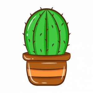 Распечатать милый рисунок кактуса для школы и детей