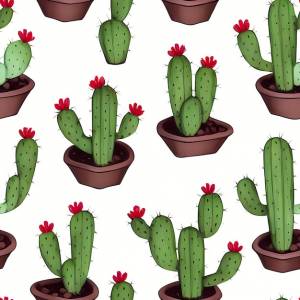 Бесшовный повторяющийся узор кактуса для детей, дизайн кактусов, ткань, печать, дизайн поверхности, упаковка, милый генеративный ai