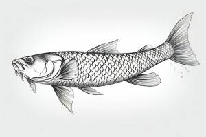 Эскиз иллюстрации карпа на белом фоне