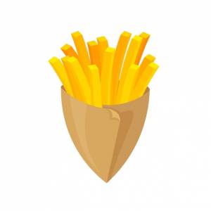 Картофель фри жареный картофель в бумажной упаковке шаблон быстрого питания векторная иллюстрация