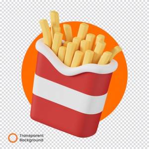 Картофель фри в коробке нездоровой пищи 3d прозрачный фон