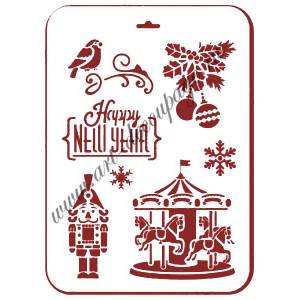 Трафарет Event Design новогодний NGP005 Новогодняя карусель, 31х21 см