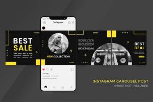 Шаблоны баннеров карусели instagram для социальных сетей премиум-класса