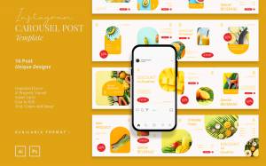 Шаблон карусели Fresh Food Ads в Instagram Социальные сети