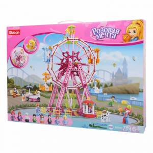 Конструктор пластмассовый Колесо обозрения с фигурками, 789 деталей Sluban M38-B0723