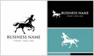 Шаблон логотипа бега кентавра силуэта