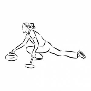 Керлинг игрок, иллюстрация, вектор на белом фоне