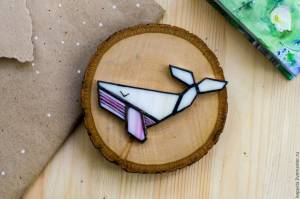 Брошь Кит полигональный геометрия черно белое минимализм линейный в интернет-магазине на Ярмарке Мастеров