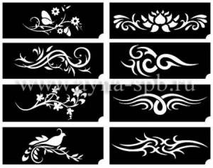 Набор 8 трафаретов для блеск-тату