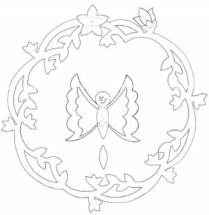Раскраски Раскраска шаблон цветочек и насекомые Шаблон, Раскраска шаблон веночек с бабочкой Шаблон
