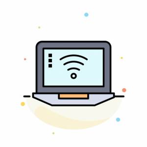 ноутбук компьютер сигнала Wi Fi абстрактный плоский цветной значок шаблон PNG , доступ, справочная информация, бизнес PNG картинки и пнг рисунок для й загрузки