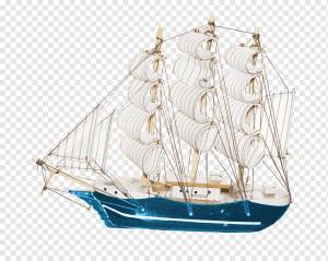 Парусный корабль, Парус, синий, белый, нарисованный png