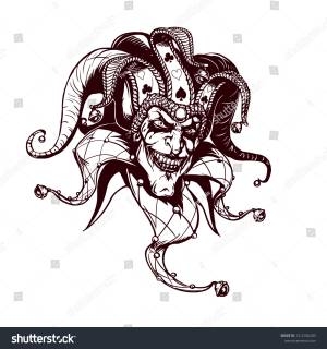 Joker Angry Jester Cap Tattoo Illustration