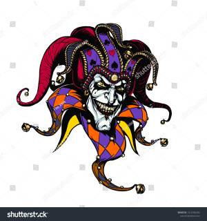 Joker Angry Jester Cap Tattoo Illustration